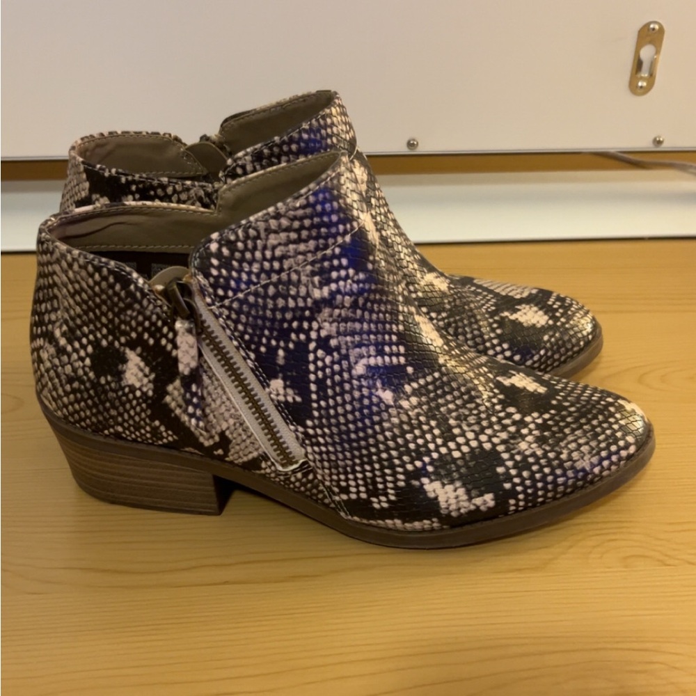 Time and Tru Snakeskin Ankle Boots - Black and Cream